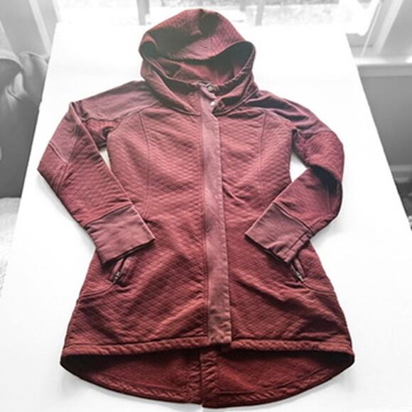 The North Face Jacket Womens Small Recover Up Quilted Garnet Hooded Maroon - Picture 1 of 16